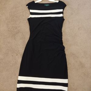 Lauren black dress with white stripes